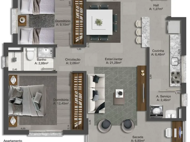 Imagem 3: MontBlanc Apartamento com 3 dormitórios