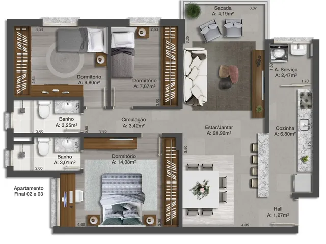 Imagem 4: MontBlanc Apartamento com 3 dormitórios