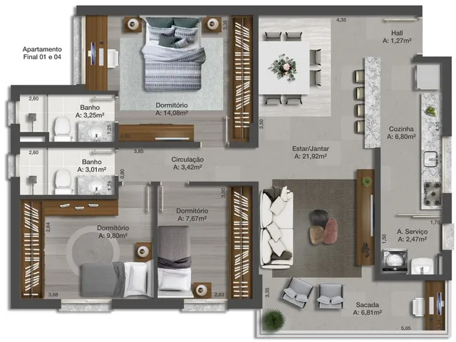 Imagem 5: MontBlanc Apartamento com 3 dormitórios