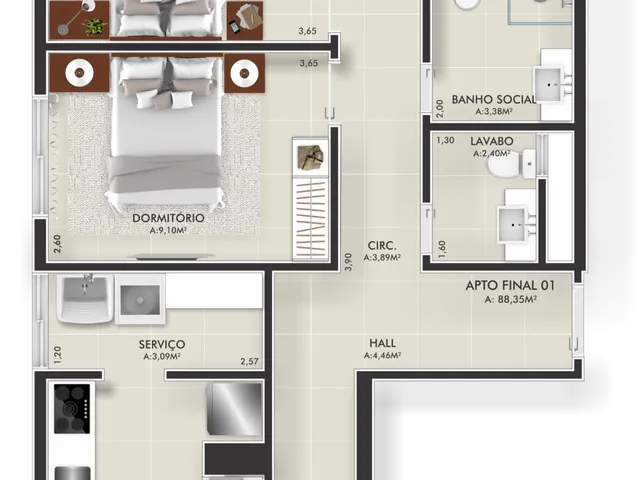 Imagem 10: Ilha Bella Apartamento com 2 dormitórios