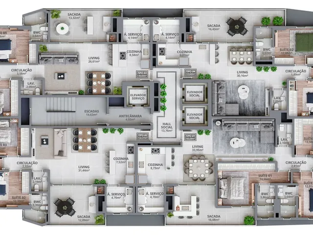 Imagem 3: Atrio Apartamento com 3 dormitórios