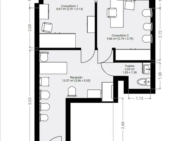 Imagem 2: Sala Comercial a venda com vaga de garagem - 43m2 privativos de sala - Mobiliado - Mid