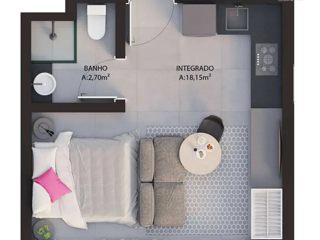 Imagem 13: Studio À Venda, no Art Studios em santa Maria, Camobi, com 1 Quarto, 25,00M²