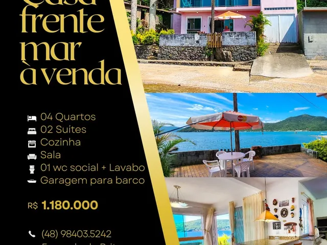 Imagem 1: Casa na Enseada de Brito, Palhoça,SC - Pé na Areia, 4Dorm/2Suítes+Garagem p/Barco