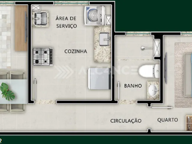 Imagem 2: Apto - 2 Quartos - 46,32 m² - Ponta de Campina, Cabedelo/PB