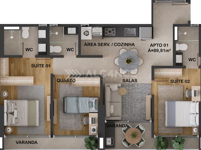 Imagem: Apto Alto Padrão - 3 Quartos - 2 Suítes