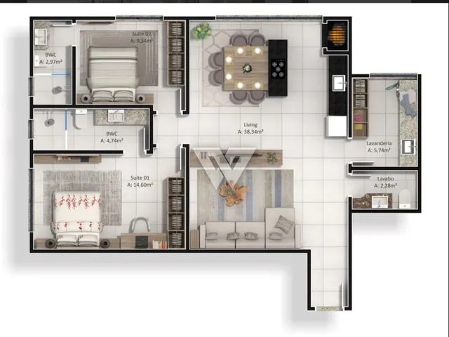 Imagem 6: Apartamento À Venda em Itajaí-Sc, no Bairro Praia Brava, com 2 Quartos, 2 Suítes, 2