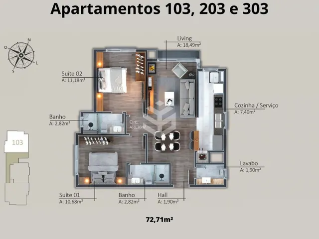 Imagem 5: Apartamento de 2 Suites no Bairro Carniel