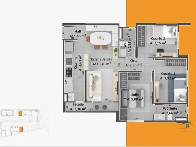Imagem 16: Apartamento com sacada na região do Santa Rosa