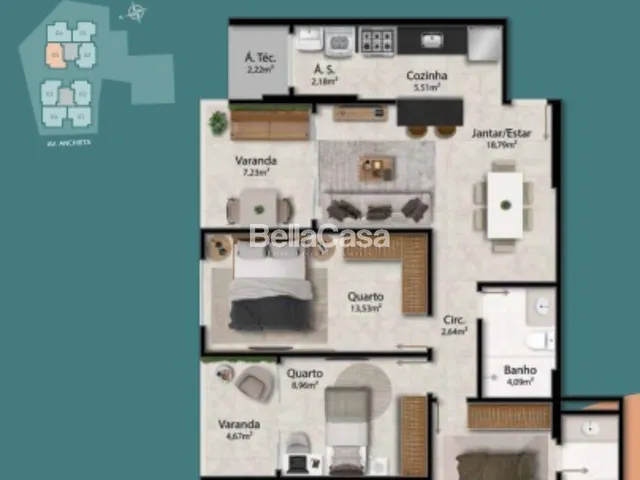 Imagem 6: Lançamento - Edifício Ilha de San Pietro: Apartamentos à Venda, 3 quartos sendo 1