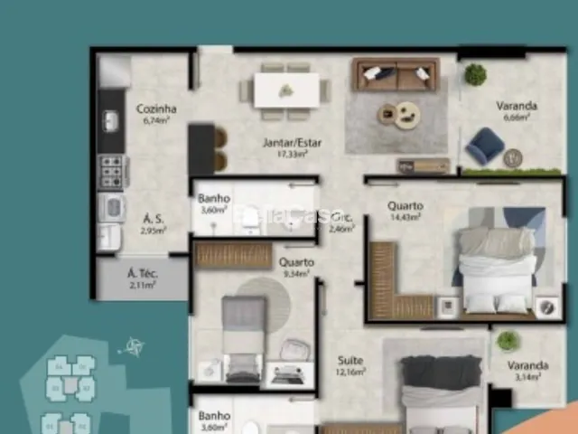 Imagem 15: Lançamento - Edifício Ilha de San Pietro: Apartamentos à Venda, 3 quartos sendo 1