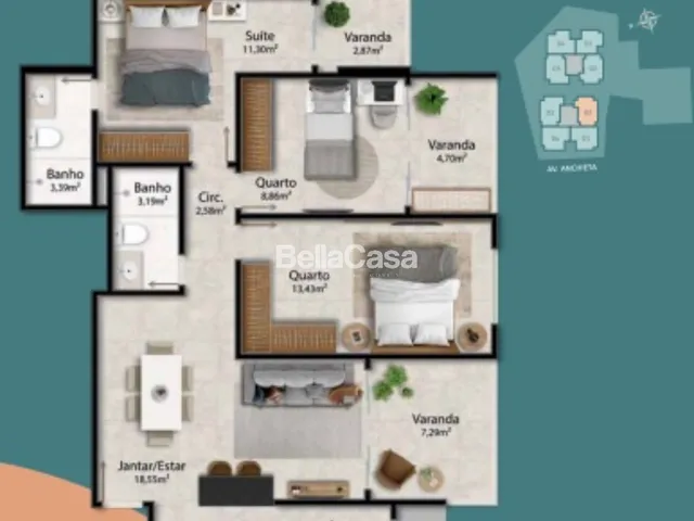 Imagem 16: Lançamento - Edifício Ilha de San Pietro: Apartamentos à Venda, 3 quartos sendo 1