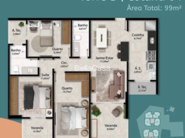 Imagem 11: Lançamento - Edifício Ilha de San Pietro: Apartamentos à Venda, 3 quartos sendo 1