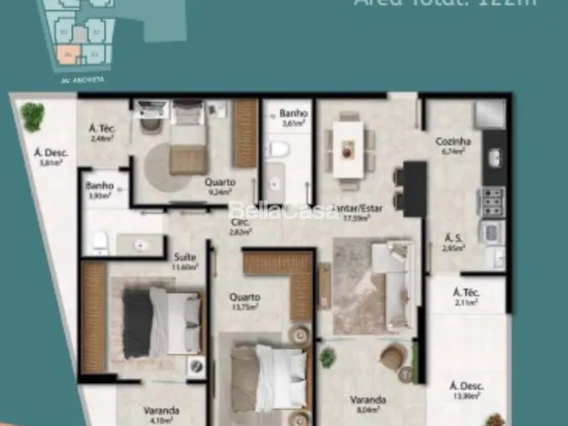 Imagem 10: Lançamento - Edifício Ilha de San Pietro: Apartamentos à Venda, 3 quartos sendo 1