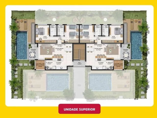 Imagem 7: Apartamento de 2 quartos à venda em Imbassai, Mata de São João-BA: 2 suítes, sala