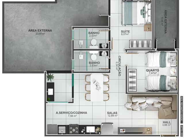 Imagem 10: Apartamento com 2 quartos, suíte, sacada gourmet, elevador e área de lazer completa no