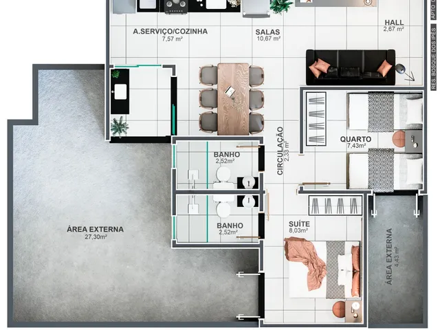 Imagem 6: Apartamento à venda em Uberlândia-MG, Jardim Botânico: 2 quartos, 1 suíte, 2 salas, 2