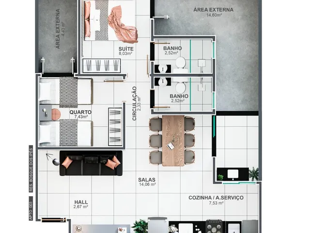 Imagem 8: Apartamento à venda em Uberlândia-MG, Jardim Botânico: 2 quartos, 1 suíte, 2 salas, 2