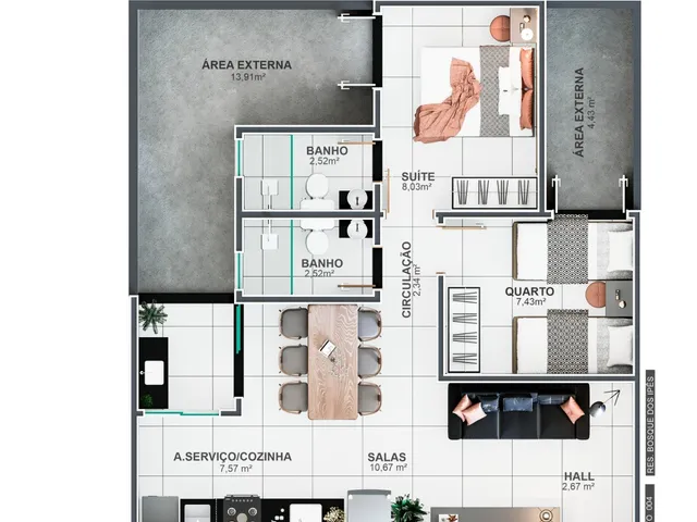 Imagem 14: Apartamento à venda em Uberlândia-MG, Jardim Botânico: 2 quartos, 1 suíte, 2 salas, 2