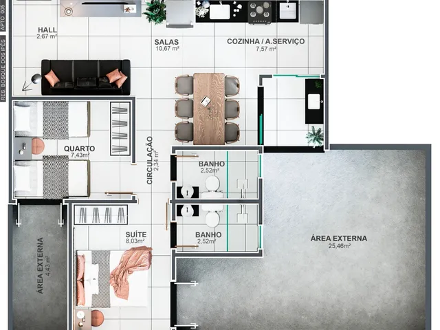 Imagem 2: Apartamento à venda em Uberlândia-MG, Jardim Botânico: 2 quartos, 1 suíte, 2 salas, 2