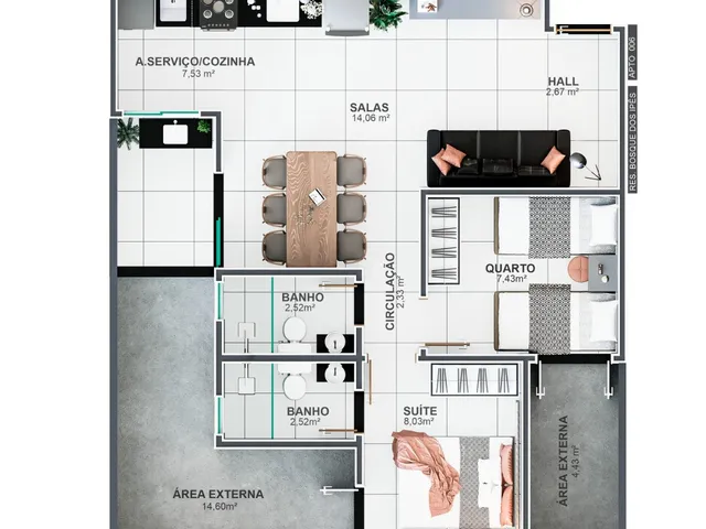 Imagem 9: Apartamento à venda em Uberlândia-MG, Jardim Botânico: 2 quartos, 1 suíte, 2 salas, 2