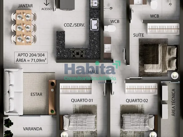 Imagem 8: Apartamentos de 2 e 3 Quartos nos Bancários – Lazer e Sofisticação em um só lugar