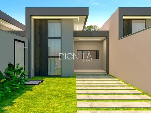 Imagem: Casa plana com Arquitetura moderna 3 dormitórios