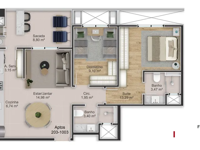 Imagem 12: Apartamento Edifico Andreas Palazzo à venda em São José/SC, Kobrasol - 02 quartos