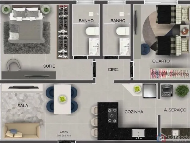 Imagem 3: Apartamento 2 Quartos com Suíte à Venda no Laranjeiras – 63m² – Patos de Minas
