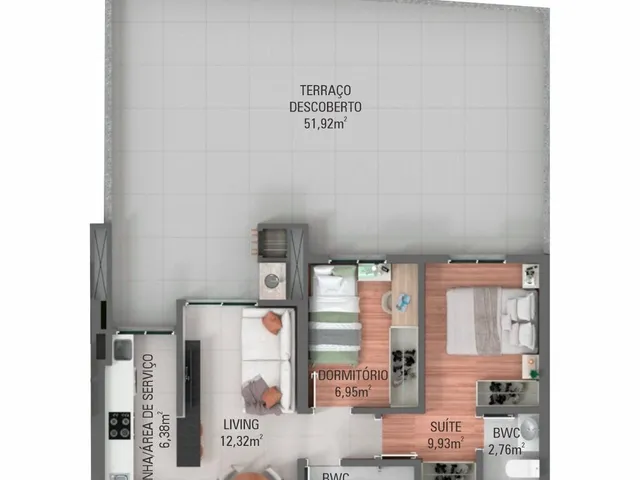 Imagem 11: Apartamento Padrão no Ecoville, 2 Quartos (1 suíte), Vaga de garagem, varanda, gás