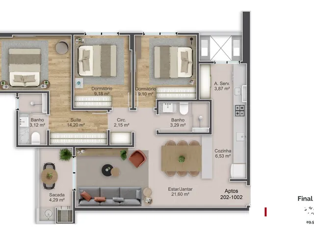 Imagem 13: Andreas Palazzo no Kobrasol: apartamento 2 quartos e 1 suíte, a 850m da Beira-Mar de