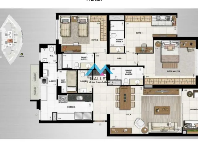 Imagem 10: Excelente apartamento de luxo, com 3 suítes, 146,46 m², com varanda e 2 vagas de
