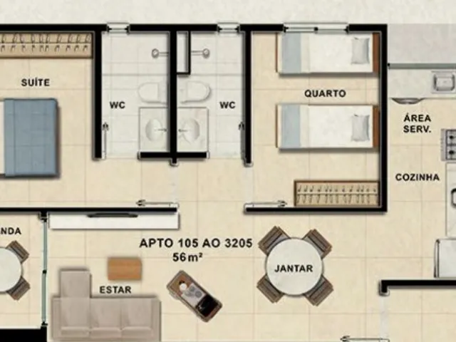 Imagem 2: Apartamento à venda em Recife-PE, bairro Caxangá: 2 quartos, 1 suíte, 2 banheiros, 1