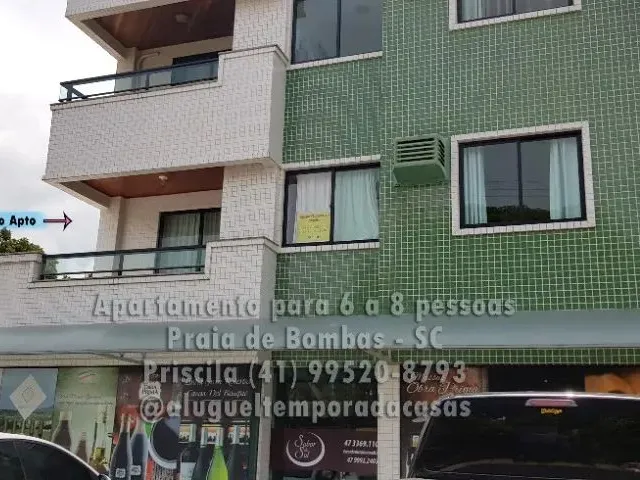 Imagem 1: Janeiro Apartamento 6 a 8 Pessoas, Praia de Bombas Sc, 2 Quartos com Ar, Churrasqueir