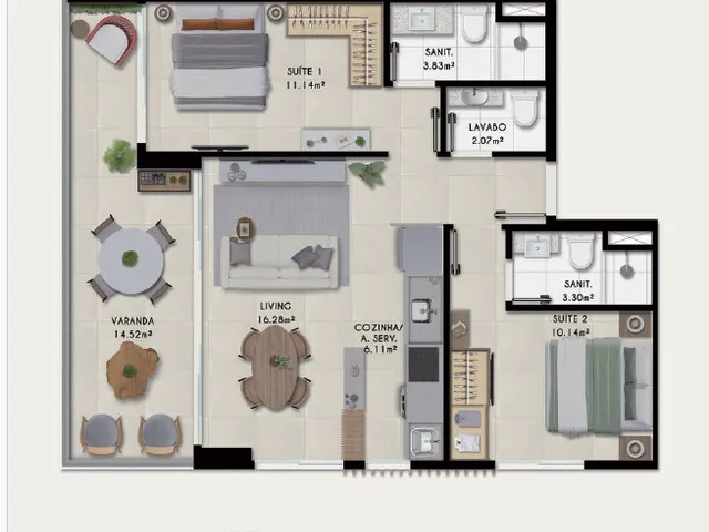 Imagem 2: Graça, Apartamento Para Venda, 67m2, 02 Quartos Com 02 Suítes, Nascente, Vista Mar
