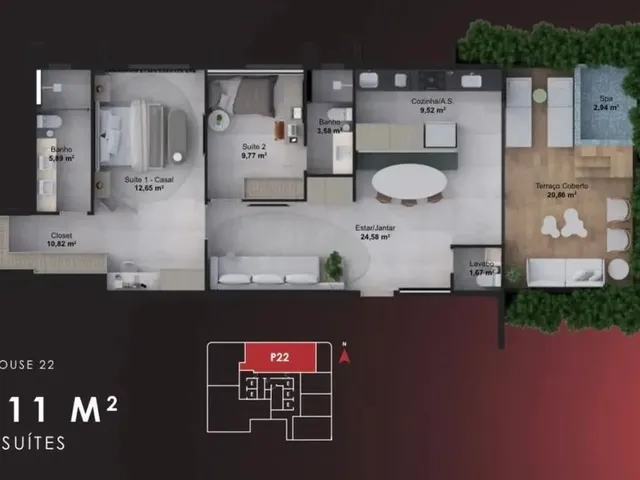 Imagem: Penthouse 22 Urban Átrio
