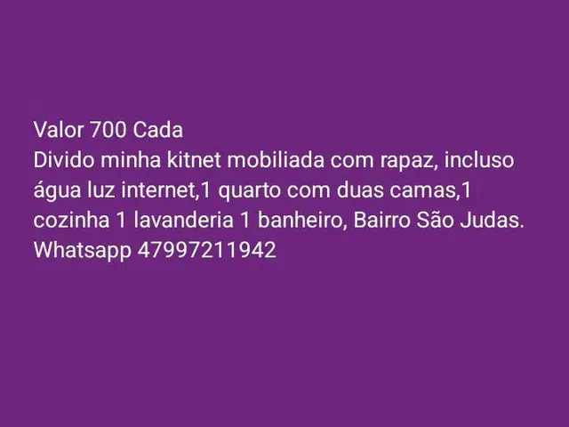 Imagem: Divido Minha Kitnet Mobiliada com Rapaz