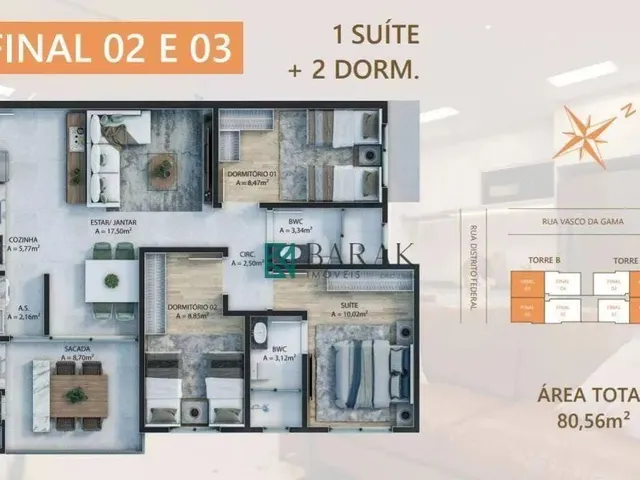 Imagem 6: Direitos Ou Venda de Apartamento com 3 Dormitórios, 80M² por R$ 750.000 - Chácara