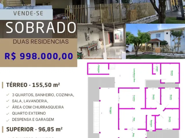 Imagem: Sobrado, 2 Casas, 3 Quartos