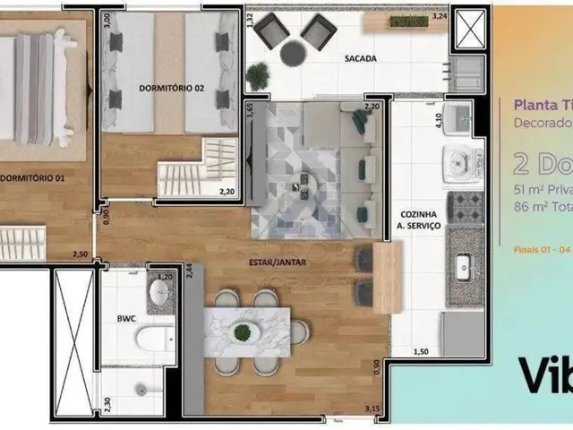 Imagem 7: Apartamento com 2 Quartos no Vibe