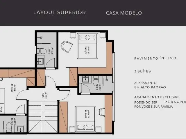 Imagem 2: Casas de 2 Andares com 3 Suítes