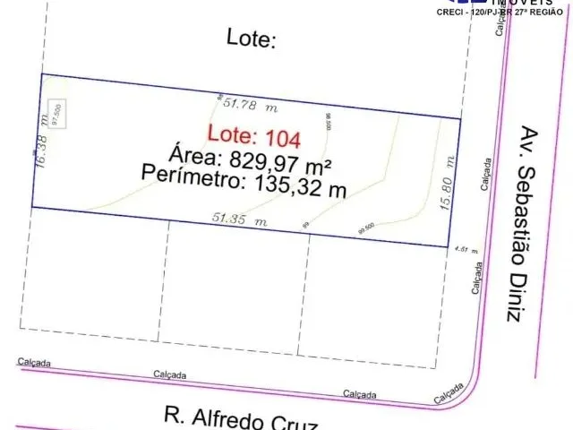 Imagem 4: Terreno À Venda - Avenida Sebastião Diniz com 829 Metros, Bairro: Centro