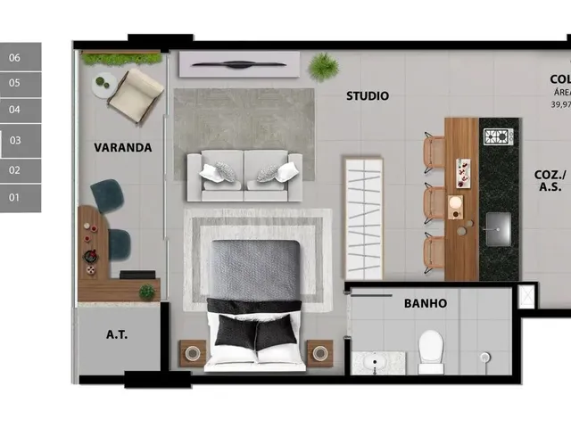Imagem 3: Studio em Jardim Camburi - Vitória Es