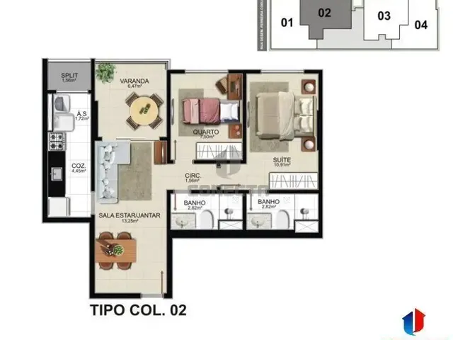 Imagem 3: Apartamento de 2 Quartos, 1 Suíte,1 Vaga, À Venda na Praia do Suá, Vitória