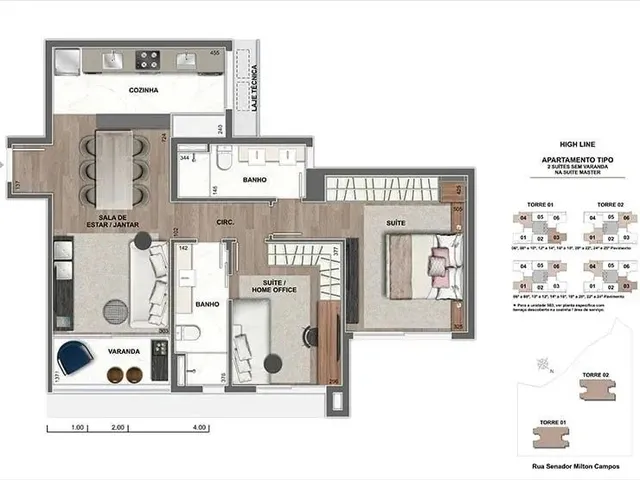 Imagem 3: Imóvel para Aluguel Possui 70 Metros Quadrados com 2 Quartos em Vila da Serra - Nova Lima