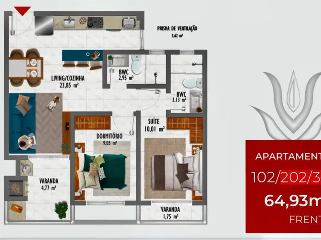 Imagem 8: Apartamento 2 Suítes nas Gaivotas