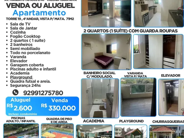 Imagem: O apartamento possui 2 Dormitórios, 1 Suíte, 2 Banheiros,