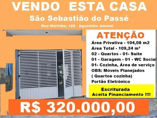 Imagem: Casa Escriturada em São Sebastião do Passé