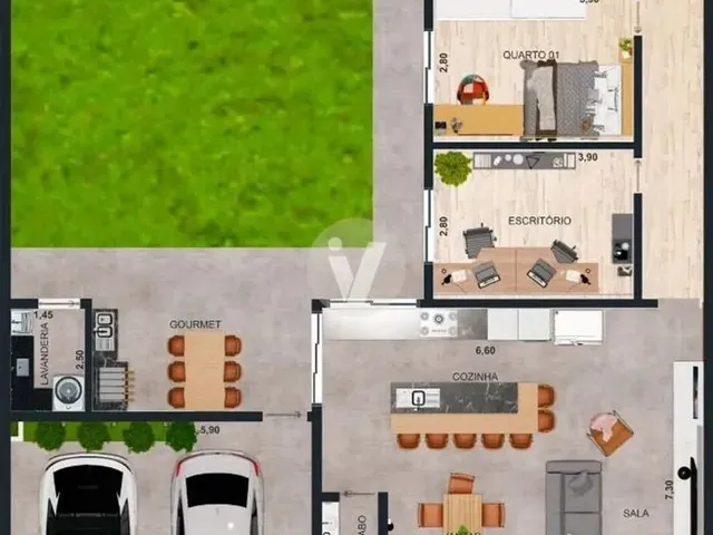 Imagem 5: Casa Nova com 3 Dormitórios(Uma Suíte com Closet), 3 Banheiros e Gourmet com Chu