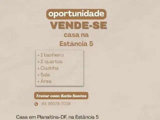 Imagem: Vende-Se Casa em Planaltina Df Estância
